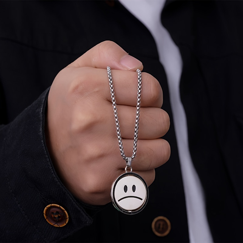 Happy Face Rotating Pendant Necklace Hip Hop Personality Pendant Accessories